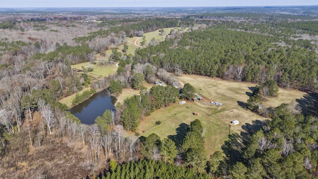 4410 Lower Apalachee Rd, Madison, GA 30650 - birds eye view of property with a water view and a view of trees