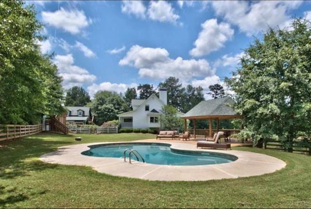 4410 Lower Apalachee Rd, Madison, GA 30650 - outdoor pool with a gazebo, fence private yard, and a lawn