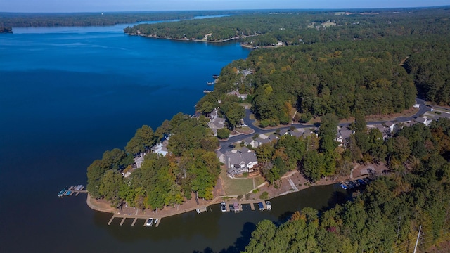 aerial view with a view of trees and a water view