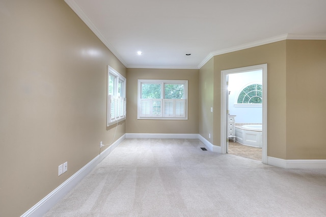 243 Riverbend Dr, Eatonton, GA 31024 - unfurnished room with light carpet, ornamental molding, and recessed lighting
