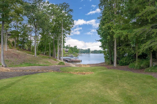 view of yard featuring a water view