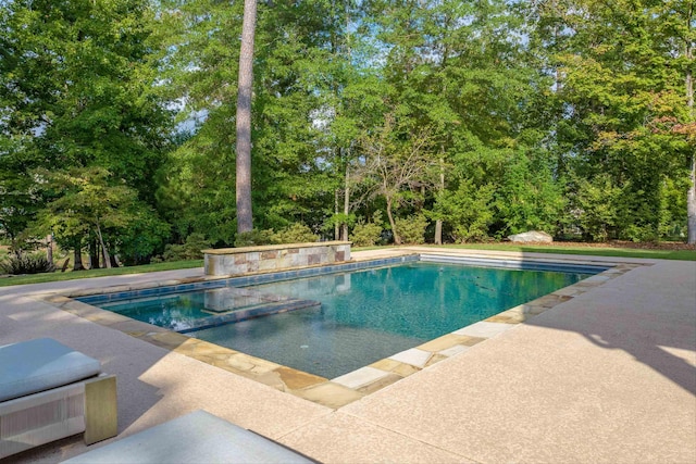 view of swimming pool with a patio area