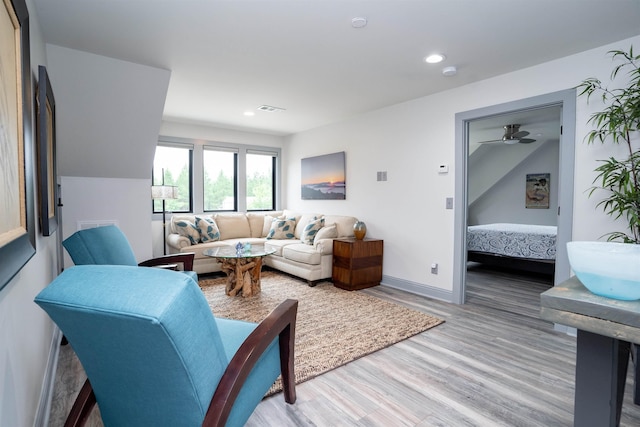 living room with hardwood / wood-style floors