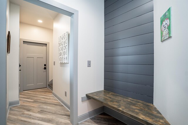 mudroom featuring hardwood / wood-style flooring