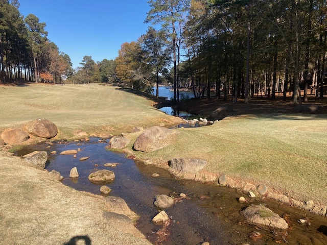 view of yard with a water view