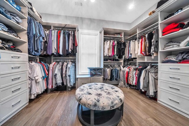 spacious closet with hardwood / wood-style floors