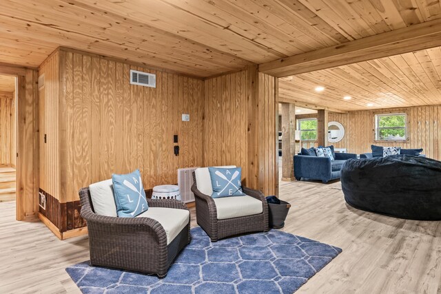 307 Lakeview Dr, Milledgeville, GA 31061 - sitting room with wooden walls, wood finished floors, and wood ceiling
