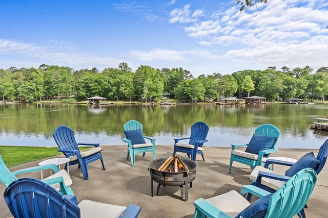 307 Lakeview Dr, Milledgeville, GA 31061 - view of patio / terrace featuring an outdoor fire pit and a water view