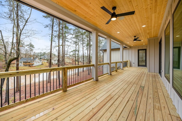1050 Carnoustie Dr, Greensboro, GA 30642 - wooden terrace with a ceiling fan and a water view