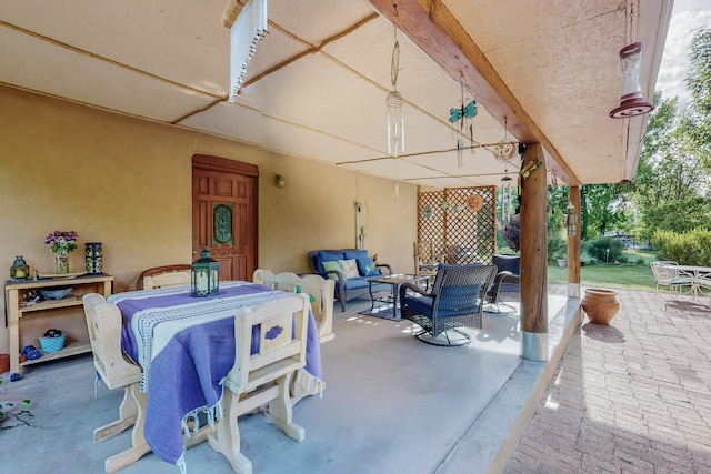 view of terrace with an outdoor hangout area