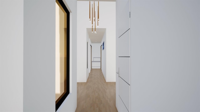 hallway with light wood-type flooring