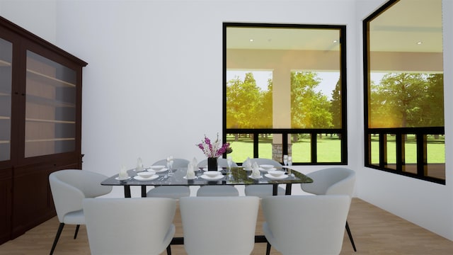 dining area featuring light hardwood / wood-style flooring and a wealth of natural light