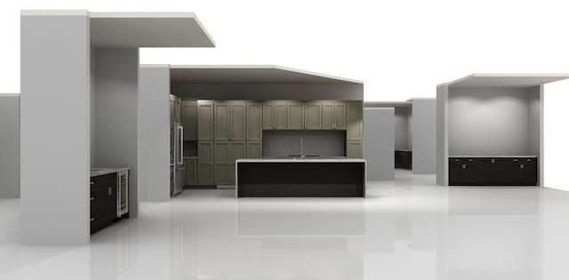 kitchen with wine cooler