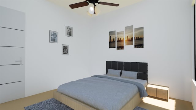 bedroom featuring ceiling fan