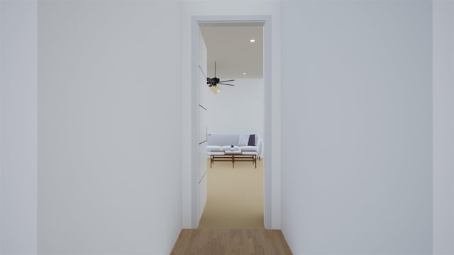 hall with light hardwood / wood-style floors