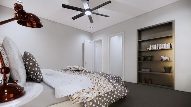 bedroom featuring ceiling fan