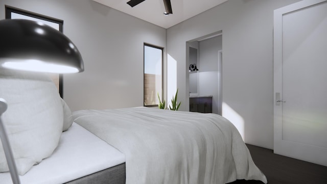 bedroom featuring ceiling fan