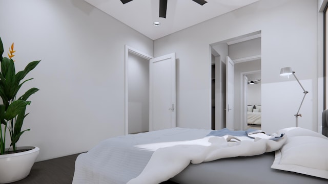 bedroom featuring ceiling fan