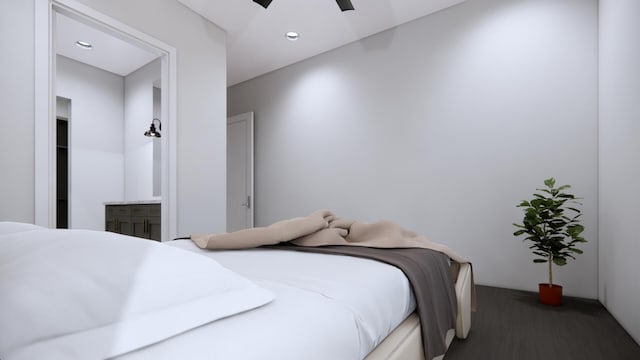 bedroom featuring ceiling fan