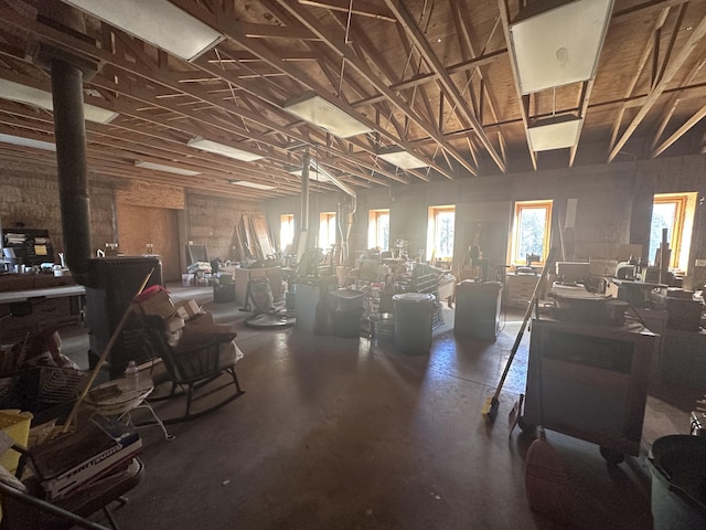 miscellaneous room with a wood stove