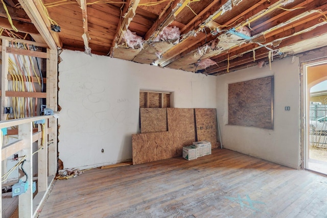 interior space with dark hardwood / wood-style floors