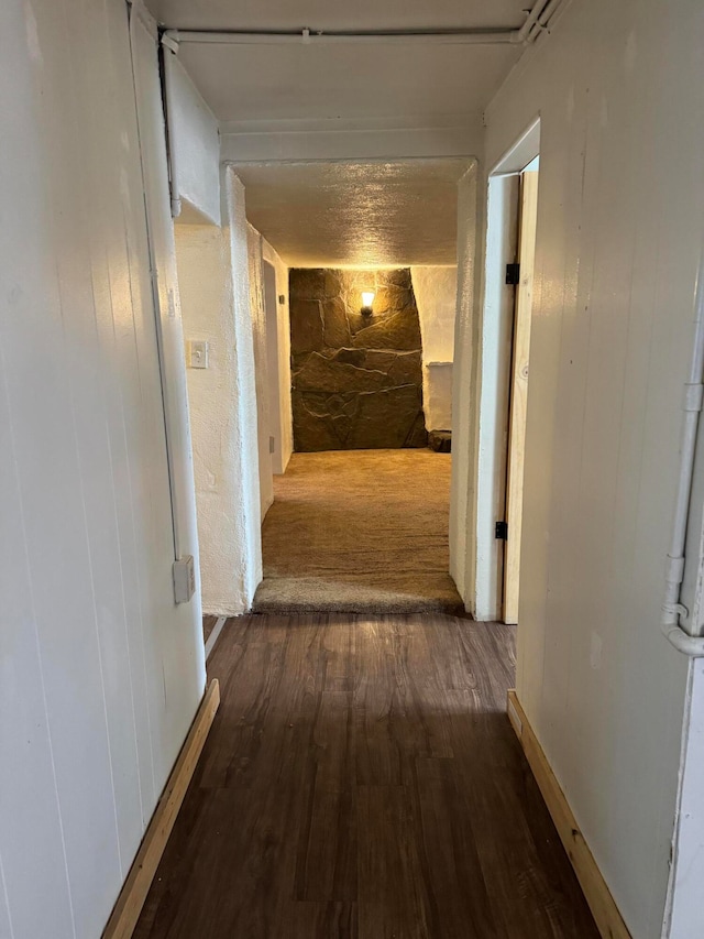 hall featuring dark hardwood / wood-style floors