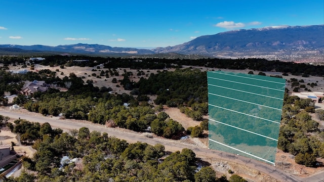 birds eye view of property with a mountain view