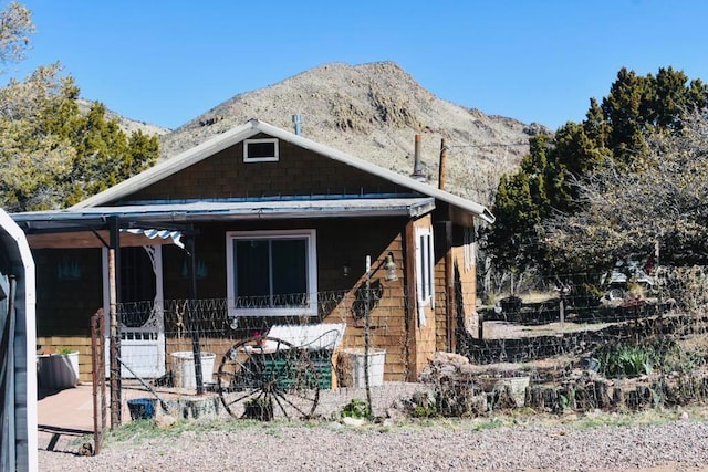 view of front facade with a mountain view