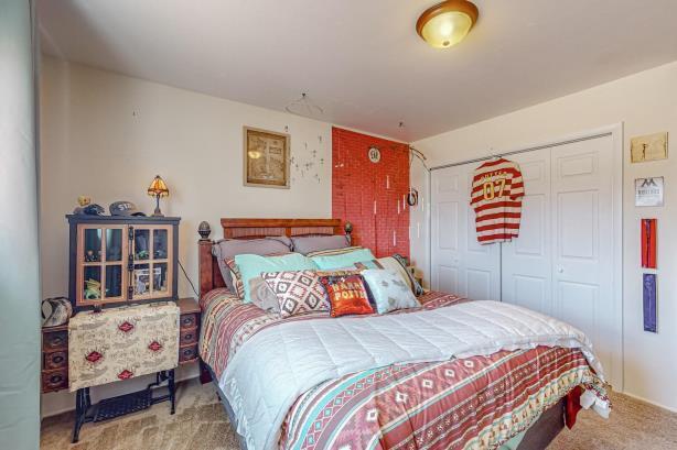 bedroom featuring a closet and carpet floors