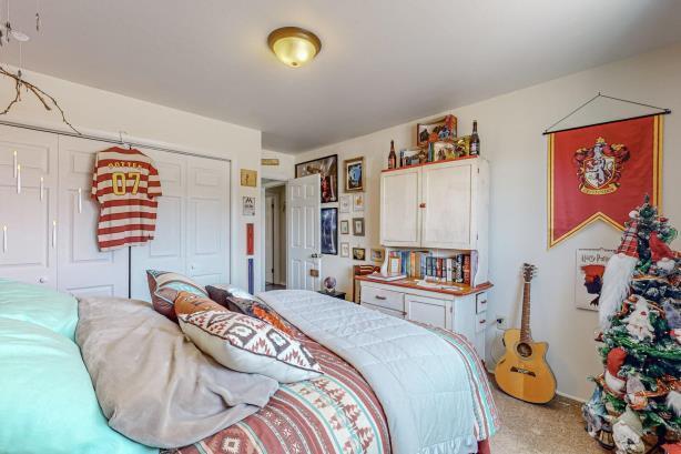 bedroom with a closet and carpet flooring