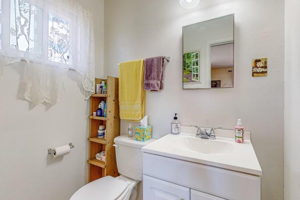 bathroom featuring vanity with extensive cabinet space and toilet