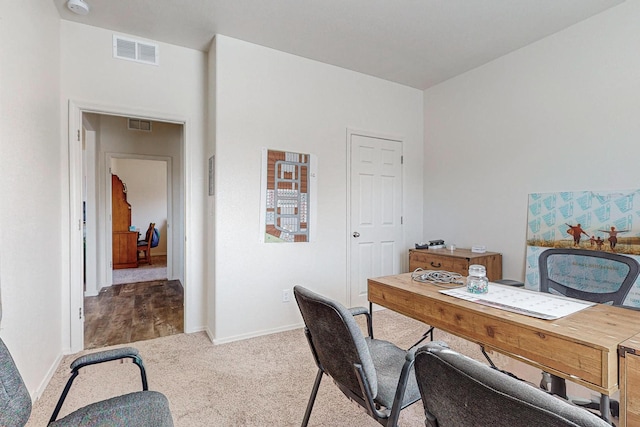 office space featuring hardwood / wood-style floors