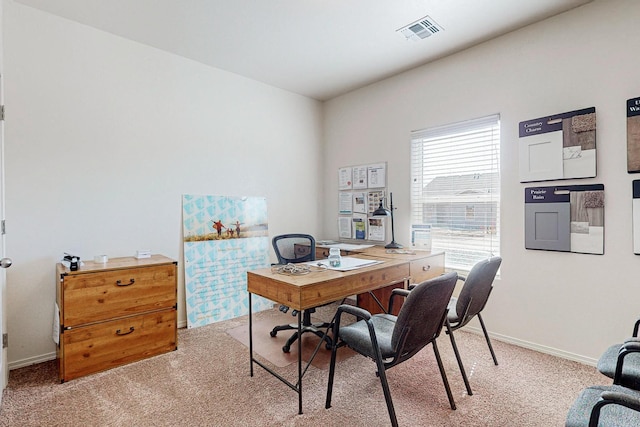 view of carpeted home office