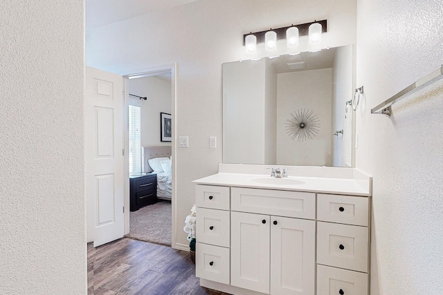 bathroom featuring wood-type flooring and vanity
