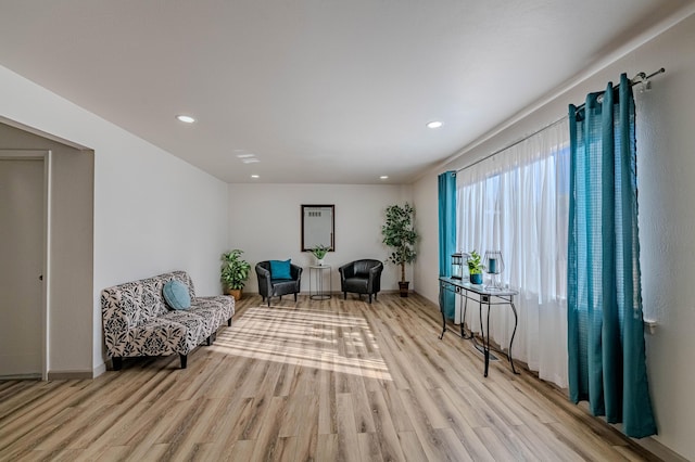 living area with light wood-type flooring