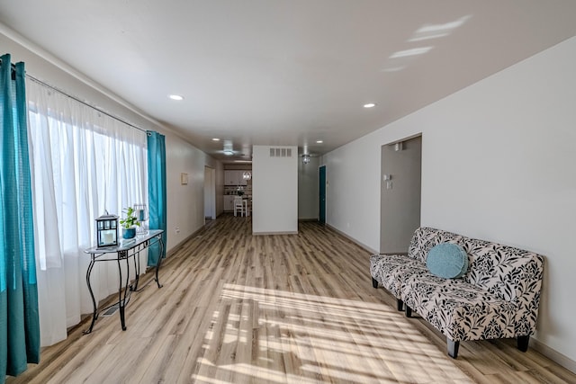 living area with light wood-type flooring