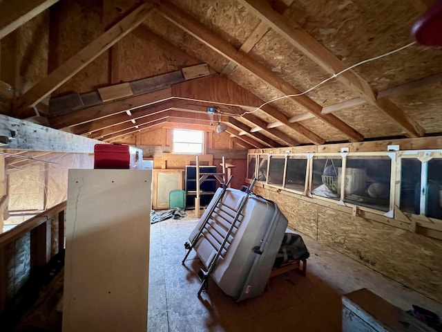 view of unfinished attic