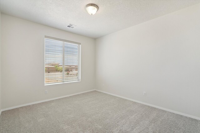 carpeted spare room with a textured ceiling