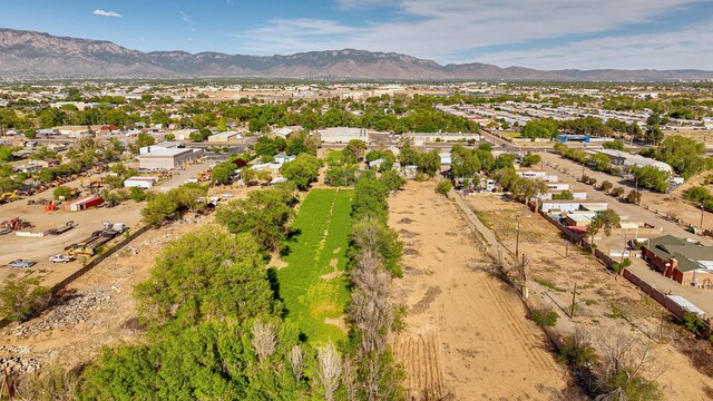 drone / aerial view with a mountain view