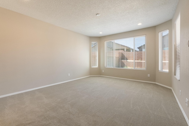 spare room featuring carpet and a textured ceiling