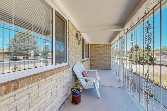 balcony featuring a porch