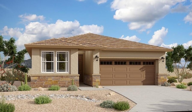 view of front of property with stone siding and stucco siding