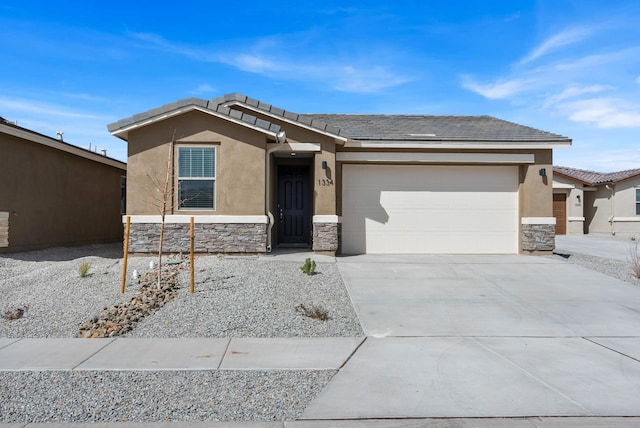 view of front of property with stone siding and stucco siding