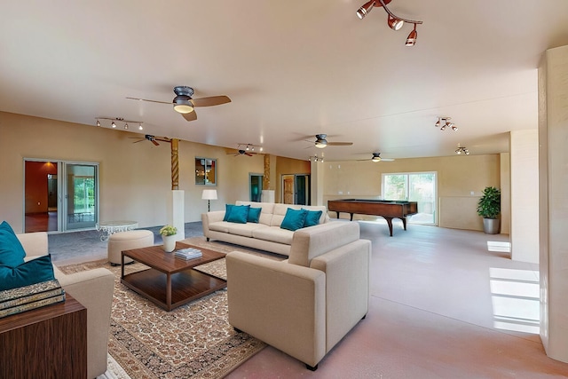 living room featuring pool table