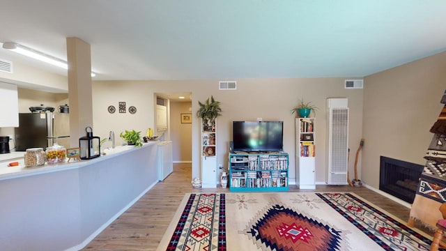 living room with light wood-type flooring