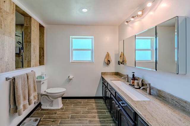 bathroom featuring plenty of natural light, vanity, and toilet