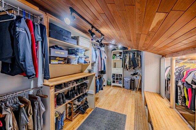 spacious closet featuring light hardwood / wood-style flooring