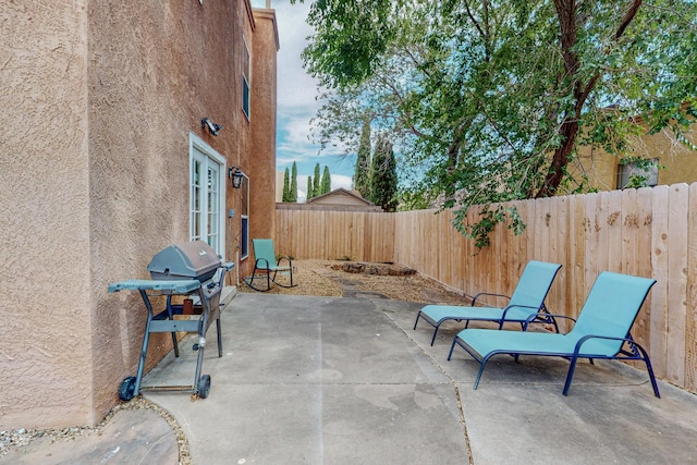 view of patio with area for grilling