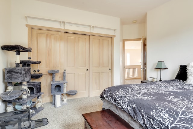 carpeted bedroom featuring a closet