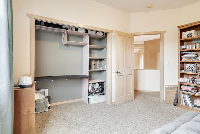 carpeted bedroom featuring a closet